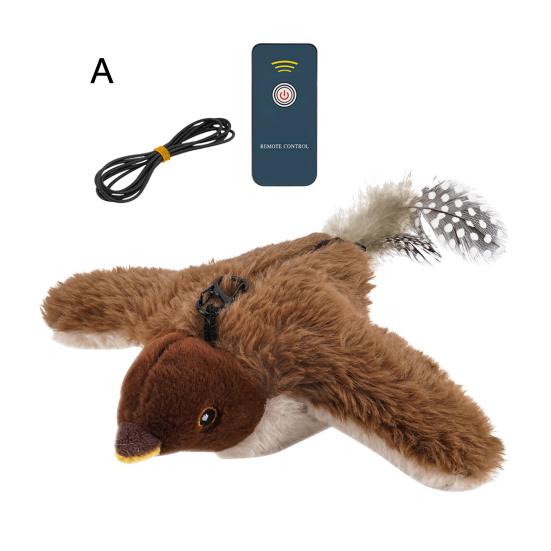 Игрушка для кошек USB перезаряжаемая электрическая имитация птицы с кошачьей мятой плюшевая летающая птица с реалистичным щебетанием для упражнений для котят