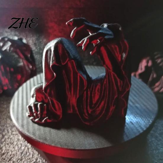 Halloween Dark Theme Decorations 3D Printed Faceless Cloak Figurine, Mysterious Hooded Reaper, Gothic Unique Aesthetic Ornaments Desktop Statue,