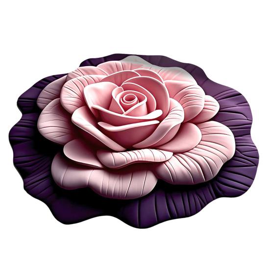 Peony Floor Mat 3D Visual Effect Floral Rug Absorbent Bathroom Mat