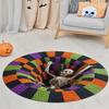 Printed 3d effect Skeleton Halloween Round Rug, Spooky Ghost Welcome Doormat, Creepy Bone Pattern Carpet for Indoor Decor