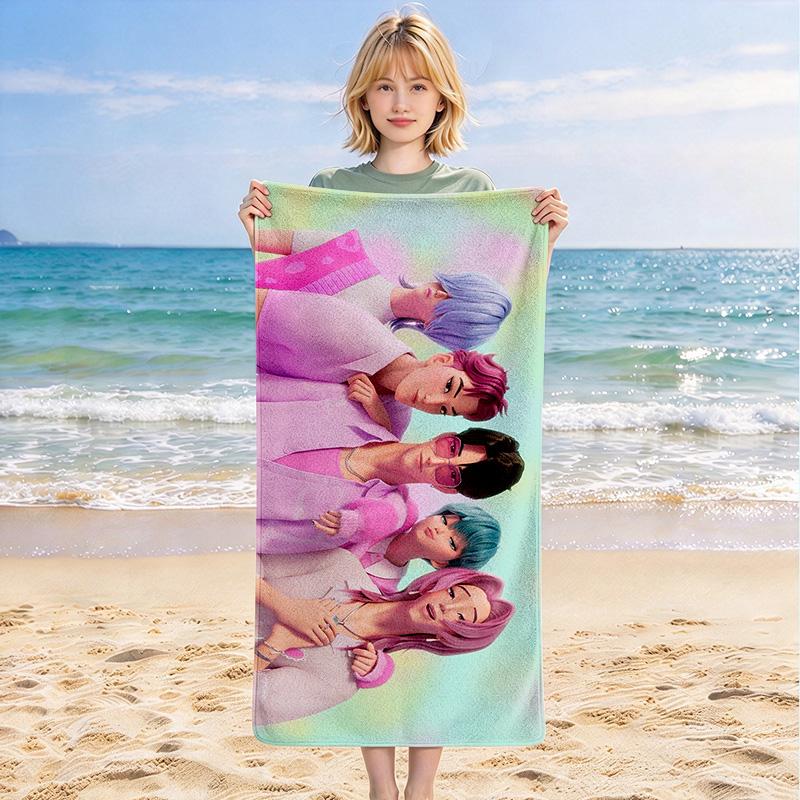 Pastel Vibes Stylish Digital Printing Beach Towel Quick‑Drying Absorbent Blanket for Beach Pool Gym Travel
