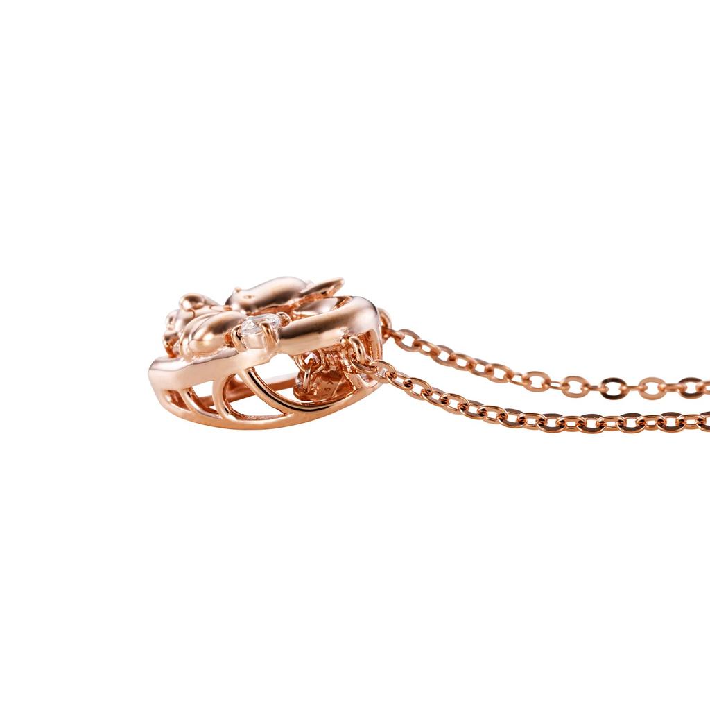Pochacco Sanrio Sanrio Characters Dancing Stone Necklace Pendant Open Heart Pink Gold Silver 925 Cubic Zirconia [White Clover] SAPOC-N005PG