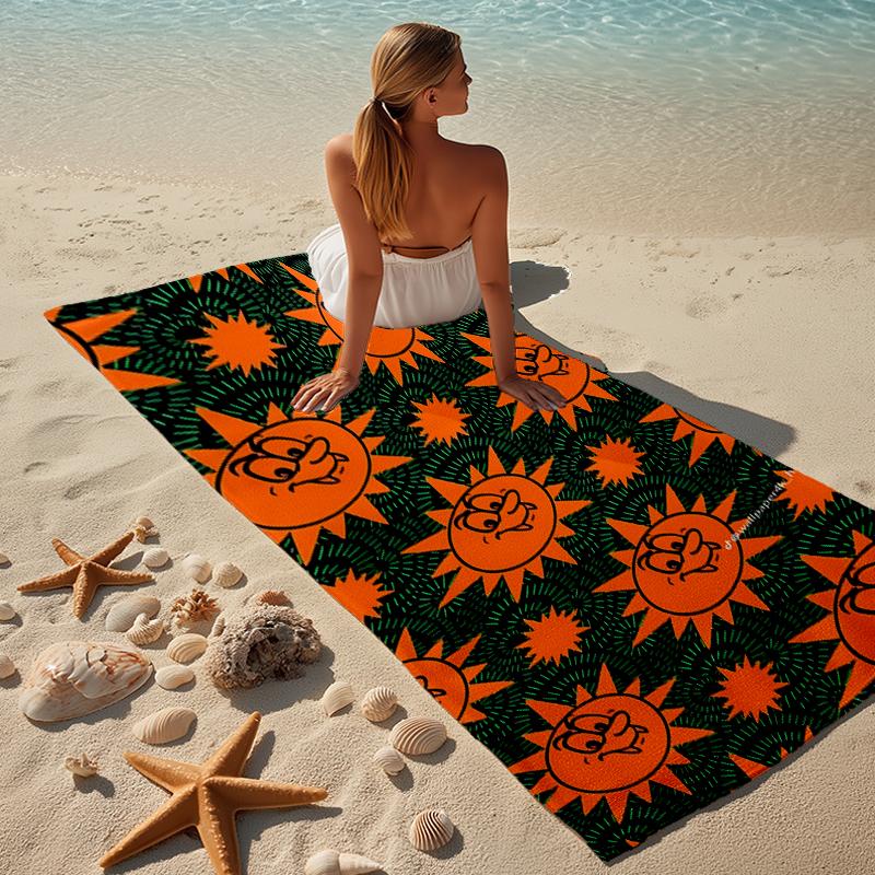 proof beach towel with a Feid6 pattern - soft,absorbent,quick-drying,machine washable - perfect for swimming,camping,bathing
