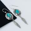 Серьги с натуральными драгоценными камнями из аризонской бирюзы, серьги из стерлингового серебра 925 пробы, серьги-подвески из серебра ручной работы в стиле бохо, подарок на день рождения
