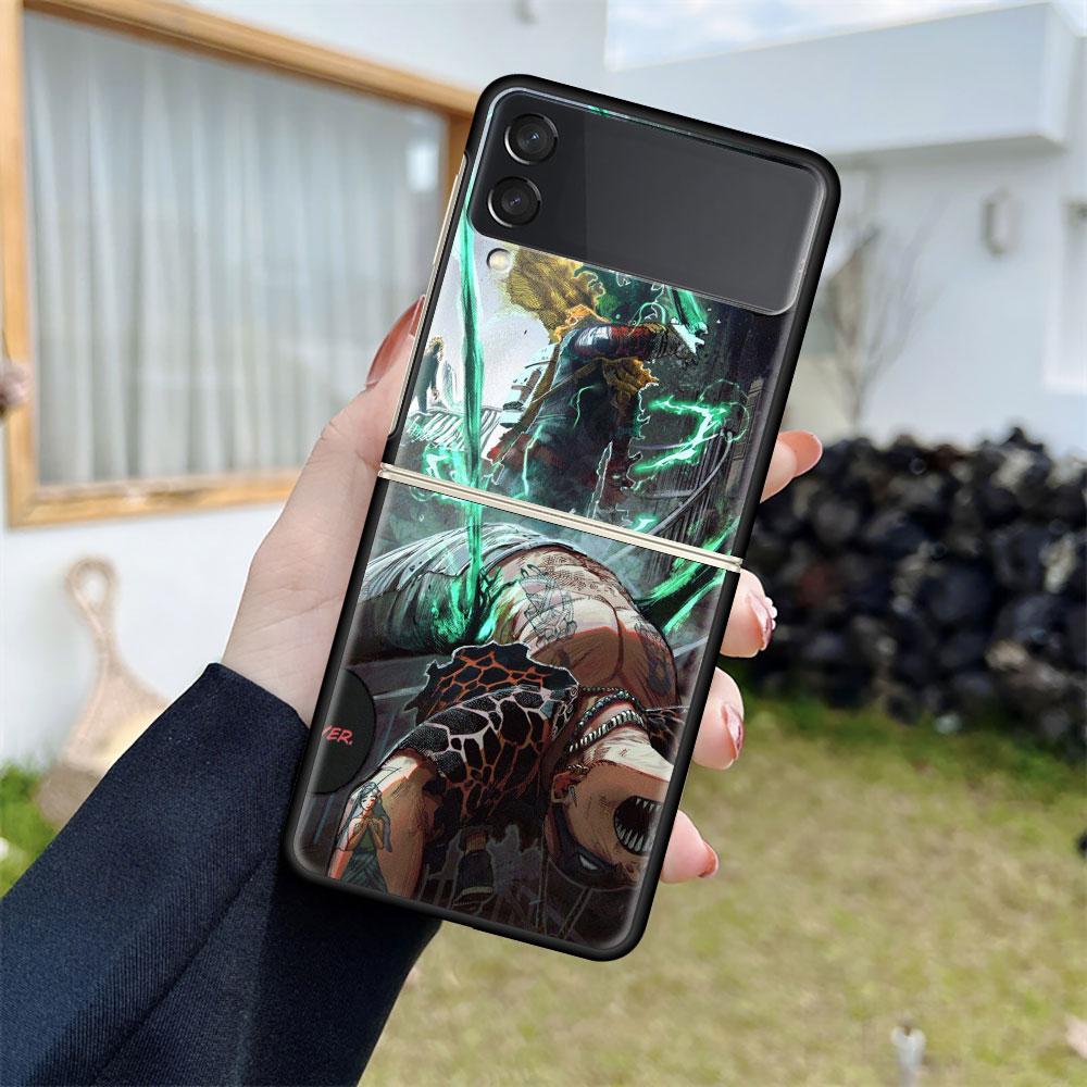 Роскошный чехол для Samsung Galaxy Z Flip 4 3 5G, черный ПК, жесткие чехлы для телефонов, модная задняя крышка ZFlip Funda My Hero Academia Shell Sac