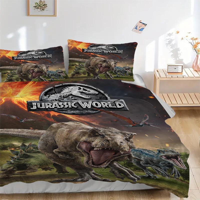 Jurassic World Dinosaur Adventure Print 3Pcs Bedding Setduvet Cover With 2 Bedropillowcase Home Birthday Gift