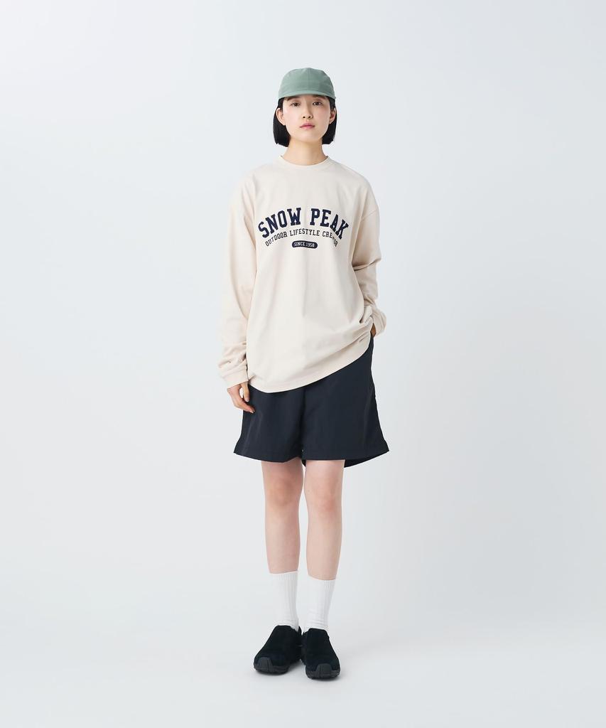 Лонгслив с логотипом Varsity Свободный размер M [Snow Peak] Футболка TS-26SU002 Лонгслив, Мужская/Женская, БЕЛЫЙ,