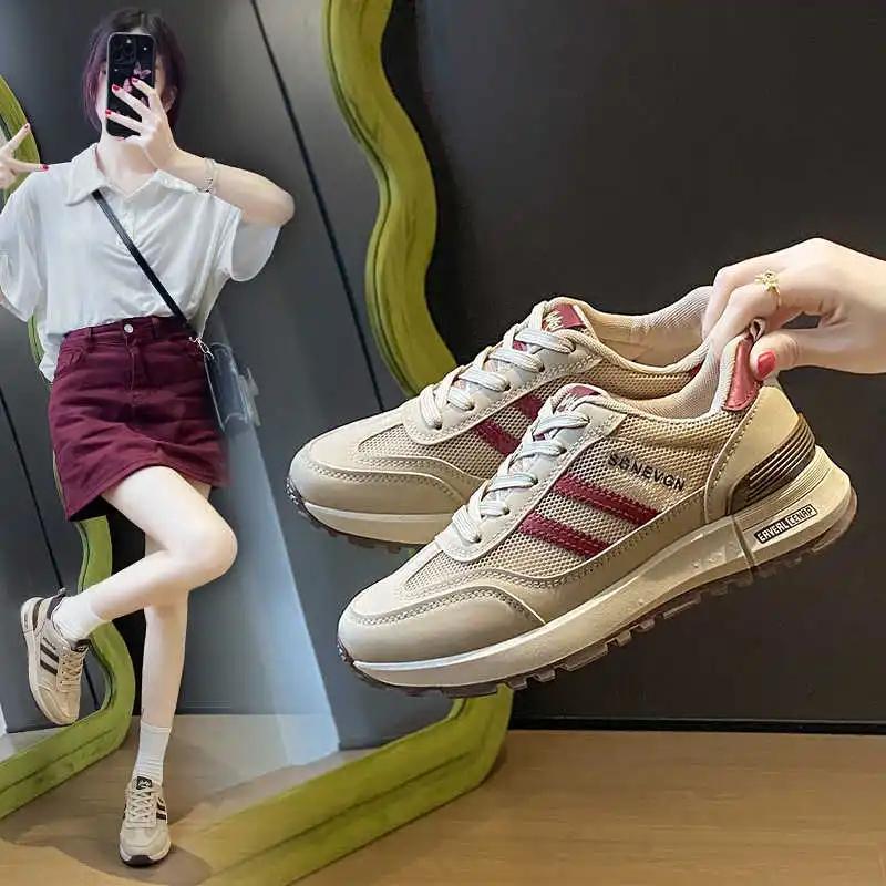 Мода Круглый Носок Увеличивает Рост Самые Продаваемые Вулканизированные Кроссовки Женские Тренды Женские Туфли для Гольфа Спорт Люксовый Бренд На Каждый День