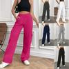 Women's Fashion Side Pockets All-match Solid Color Straight Wide-leg Sweatpants