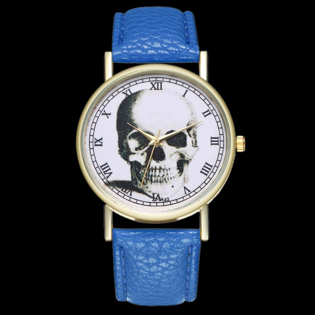 Модные женские мужские часы с черепом и цифрами, ремешок из искусственной кожи, повседневные кварцевые часы