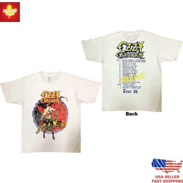 100% хлопок ТОПЫ UNISEX ФУТБОЛКИ МУЖСКИЕ ЖЕНСКИЕ Ozzy Osbourne The Ultimate Sin Tour 1986 Футболка, Винтажная футболка с рок-концерта