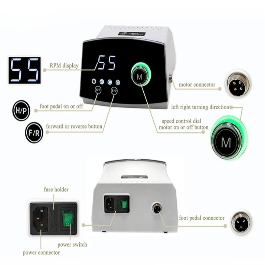 240W Dental Brushless Micromotor 55000RPM Speed Prime Sense A7 Strong Micromotor BLDC Motor Nail Jewelry Polishing Equipment