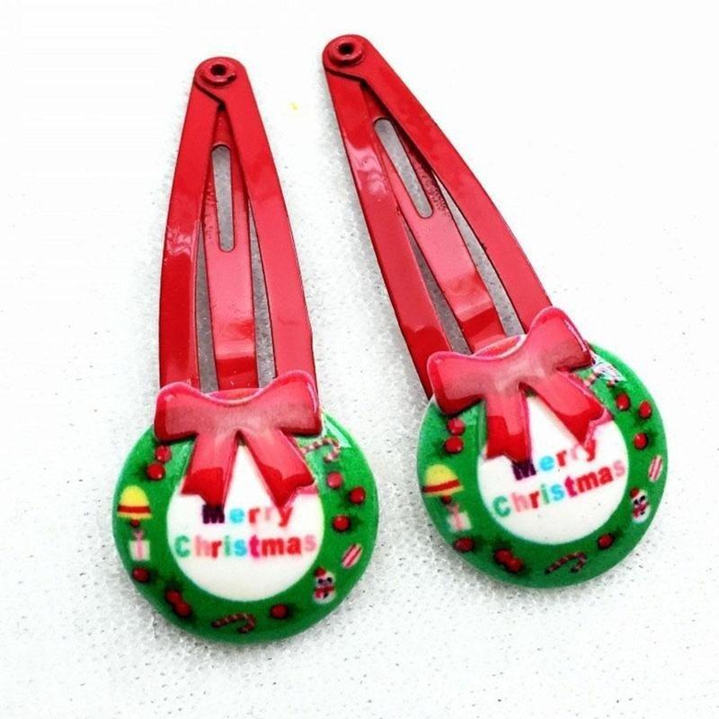Детские яркие праздничные заколки к Рождеству, 10 шт