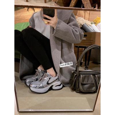 Версия из овчины~ модные повседневные спортивные кроссовки на шнуровке, дышащая сетка, толстая подошва, увеличивающие рост, папины кроссовки женские