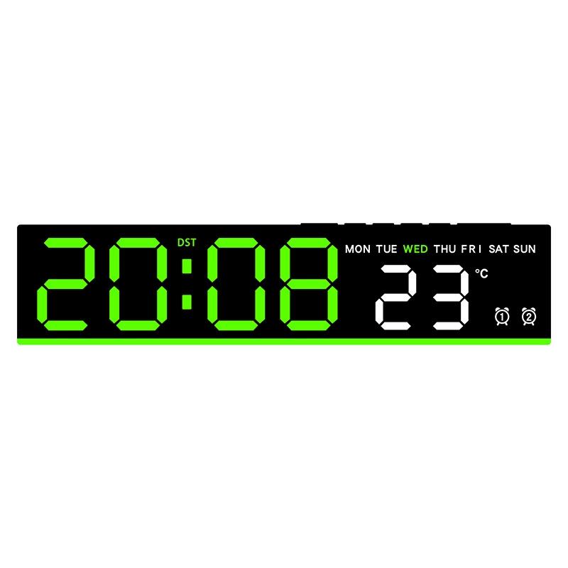 Digital LED Alarm Clock USB Powered TEMP/Date/Week Display DST Electronic Table Clock 12/24H Brightness Adjustment Two Alarms2