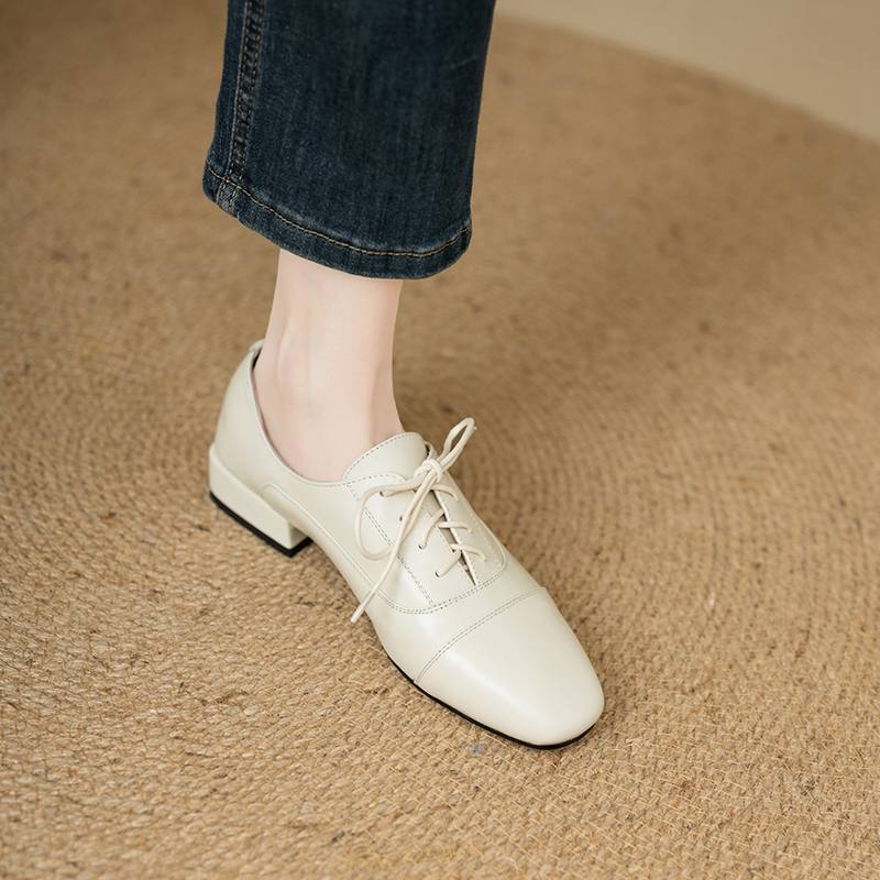 Туфли Krazing Pot из коровьей кожи с квадратным носком, размер 43, толстые низкие каблуки, модные офисные женские туфли с глубоким носком, осенние туфли-лодочки