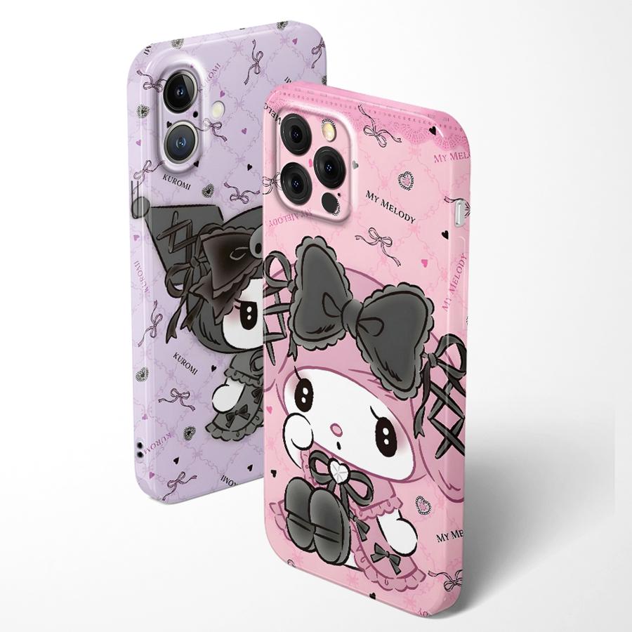 Мультяшный чехол Sanrio Kuromi для iPhone 17 Air 14 X 13 11 15 Plus XR 16 Pro Max 12 Жесткая крышка для телефона