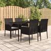 VidaXL Garden Dining Furniture and Cushions 5pcs Black Wicker 3185145