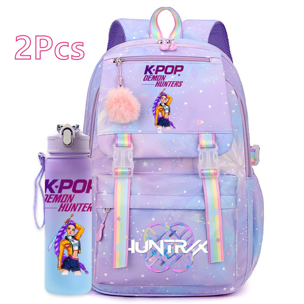 2 шт./набор Милый аниме K-pop рюкзак с принтом 750 мл бутылка для воды большой вместимости дорожная сумка для девочки-подростка мальчика школьный портфель детский подарок рюкзак