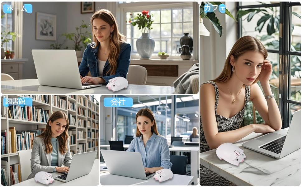 Беспроводная мышь со свиньей двойным персонажем 1200 Включает японскую инструкцию Совместима с и Настольными ПК Дизайн, 2,4 ГГц Bluetooth, Режимы, 3-кнопочная,