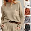 2023 осень/зима женский свитер с круглым вырезом и длинными рукавами, карманный трикотаж, свитер в стиле