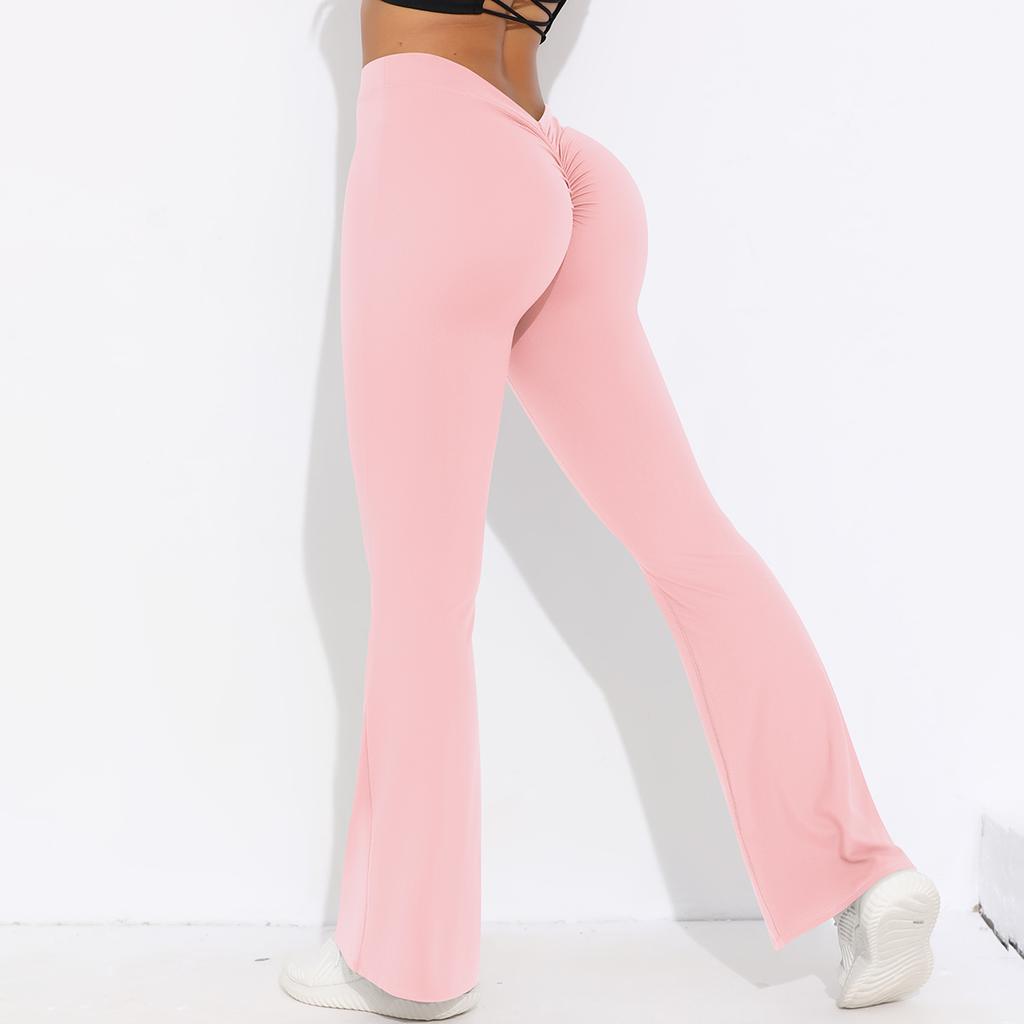 Auroth Bubble Butt Широкие брюки Женские брюки-клеш с высокой талией Однотонные повседневные брюки