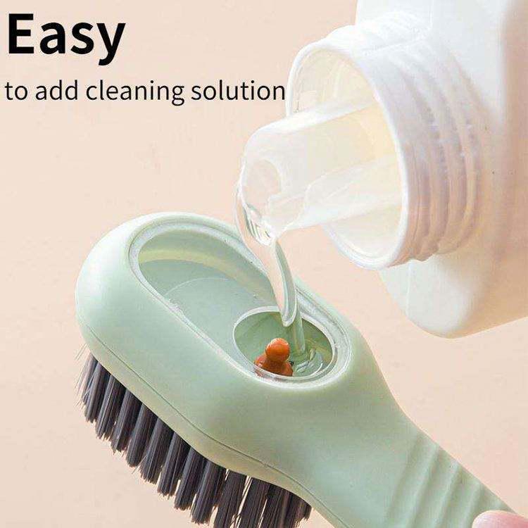 Cross-Border Multi-Functional Shoe Brush with Press-Type Liquid Dispenser – Soft Bristles for Gentle Shoe and Laundry Cleaning