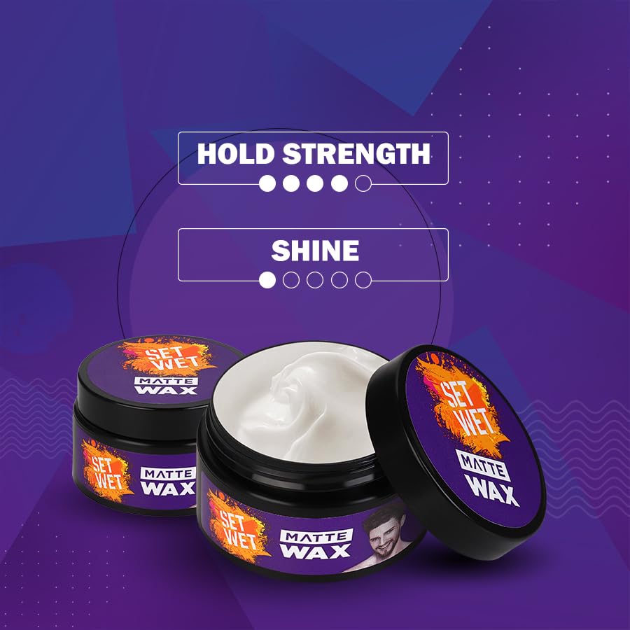 Set Wet Hair Wax For Men Matte Wax 60g + 25g Strong Hold Restylable Natural Finish