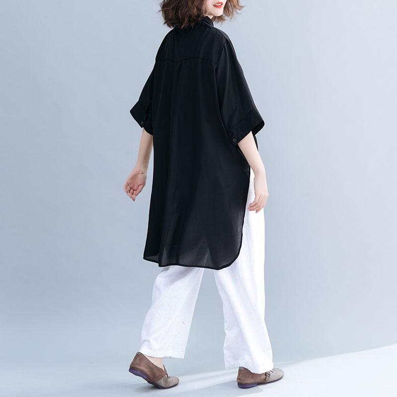 DIMANAF Женская блузка больших размеров, длинные рубашки, большие размеры, летние элегантные офисные женские топы, туника, свободная повседневная однотонная женская одежда 2024