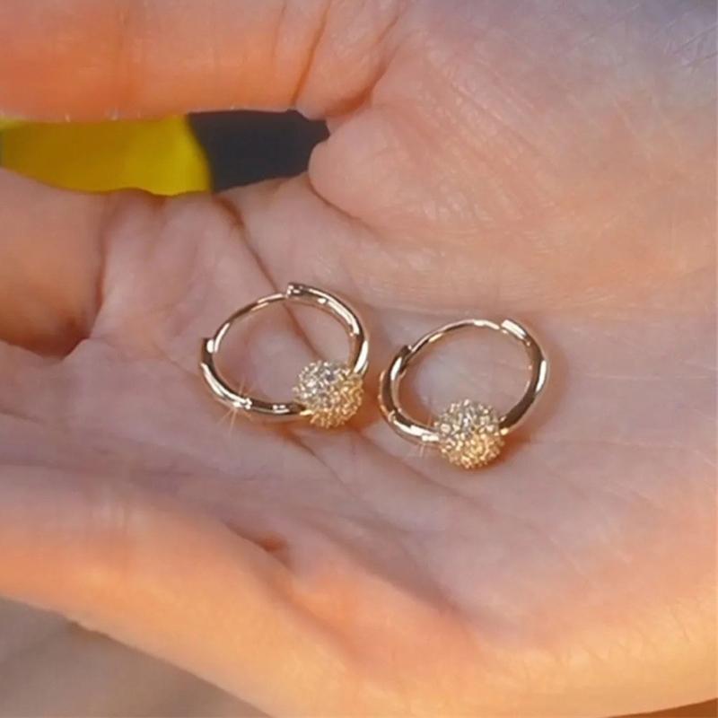 Элегантные Роскошные Серьги-клипсы в виде шара с полной бриллиантовой огранкой, Универсальный стиль, Уникальные нишевые серьги-клипсы, Модные украшения высокого класса