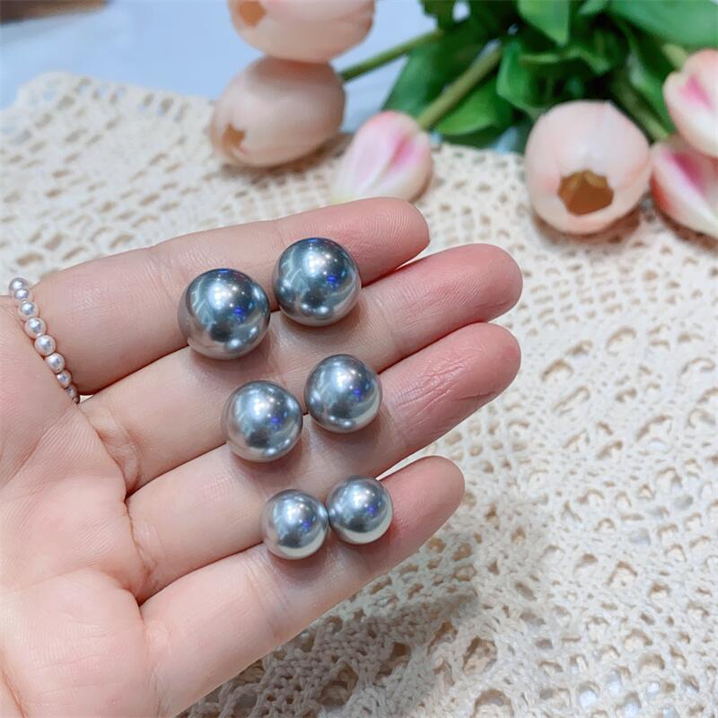 Yuhé’s popular Korean crystal pearl earrings on Xiaohongshu s9Silver Needle Ash Gray Hemp Color High-End Minimalist Style