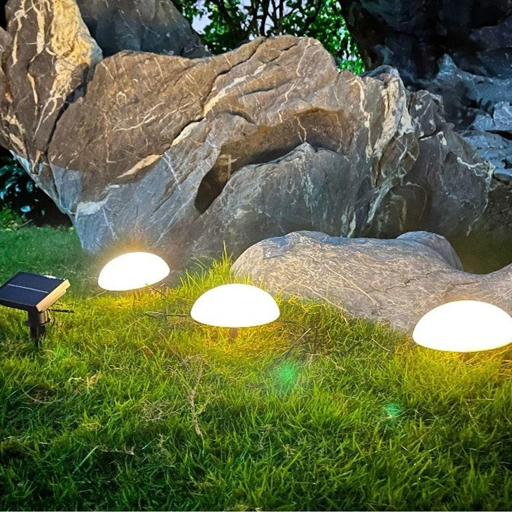 5pcs Half Ball Shaped Solar Ground Lights 1 Drag 5 Cobblestone Lamp  Landscape Stairs Yard Deck