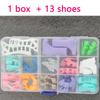 1/6 Dolls Shoes Pack with Storage Box, Flats High Heels Boot, Dollhouse Furniture for 30cm Doll 30cm Doll Toy Gift Set
