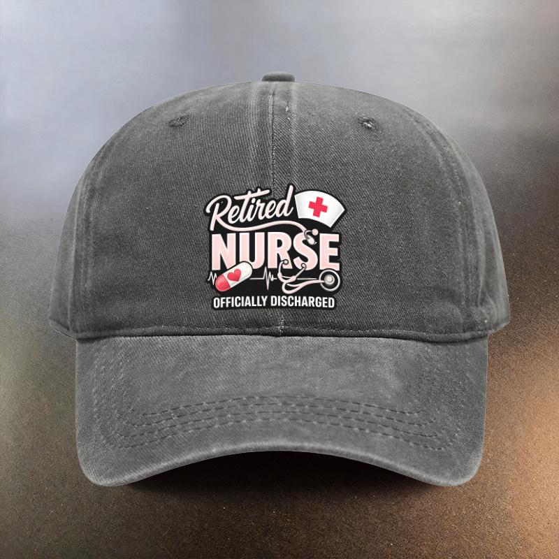 Washed Hat with Official Nurse RetireUnisext Design Casual Sunshade Baseball Cap Fashionable Couple Essential Hat Official Nur