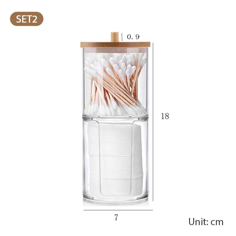 Makeup Cotton Pad Organizer Storage Box For Cottonswab Container With Bamboo Lid