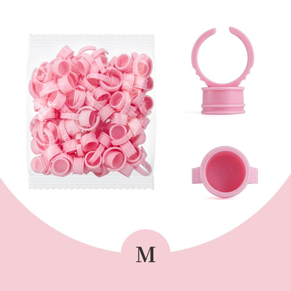 Оптовая продажа, 100 шт., одноразовые клеевые кольца для наращивания ресниц, розовый держатель для клея, контейнер для клея, пигмент для татуировки