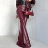 2024 Winter Women's High-Waisted Glossy PU Leather Flare Pants