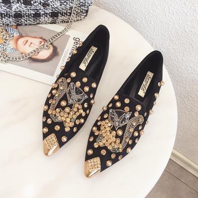 2024 Обувь для женщин Плоские туфли Роскошные повседневные туфли Crystal Fox Удобные модные остроносые мокасины без застежек