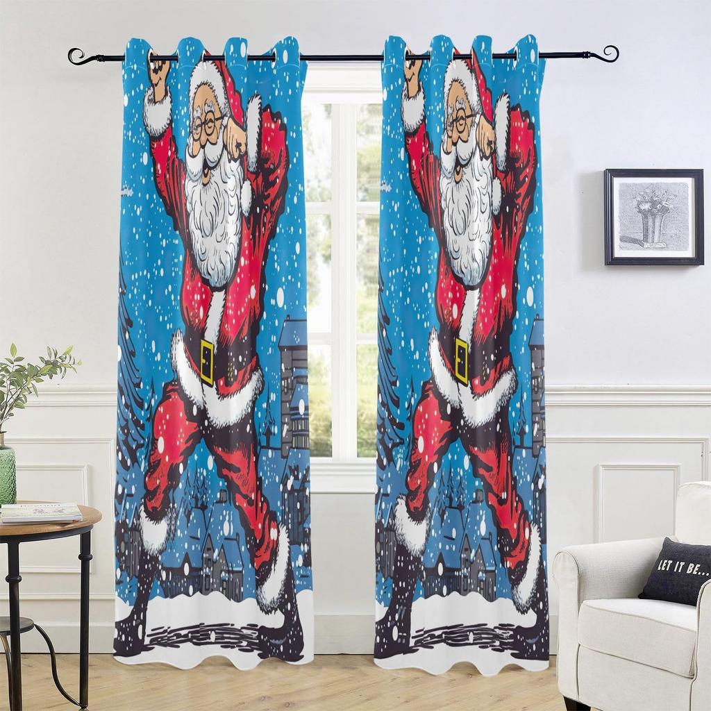 Рождественские затемняющие шторы Панели для спальни Счастливый Санта-Клаус Кухня Ванная комната Гостиная Высокое затемнение Оконные шторы Подарки