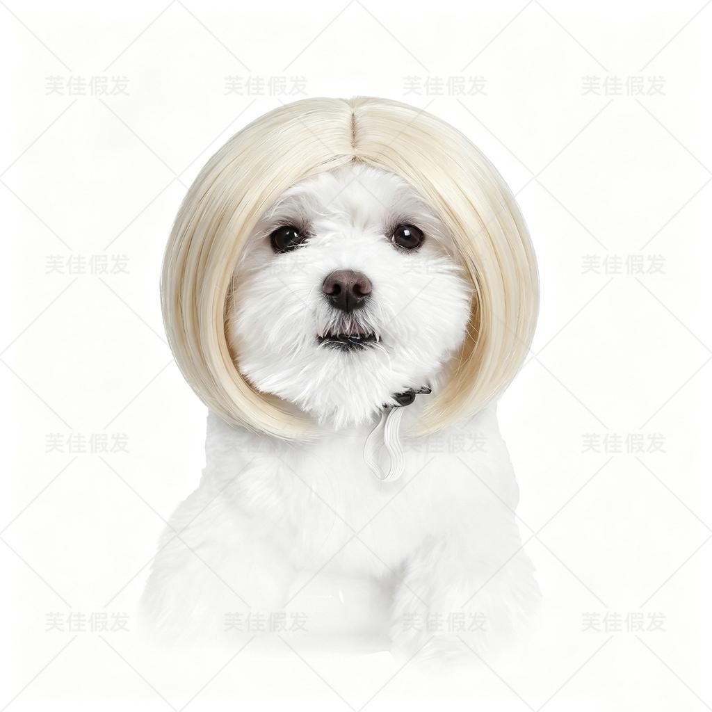 Pet Wig Curly Straight Hair Dog Cat Wig for Halloween Cosplay Party Pet Costume Accessory Multiple Color Options