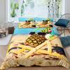Pineapple black gold quilt cover Down quilt cover 3D digital printing kit Bedroom bedding set Three-piece set