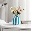 Stylish Ceramic Decor for Wedding Venue Striped Vase, Modern Decorative Minimalist Flower Holder Unique Textured Vase Home Styling Living Room Office