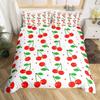 Red Cherry Printed Bedding Set Cartoon Tropical Fruit Duvet Set Three-Piece Set