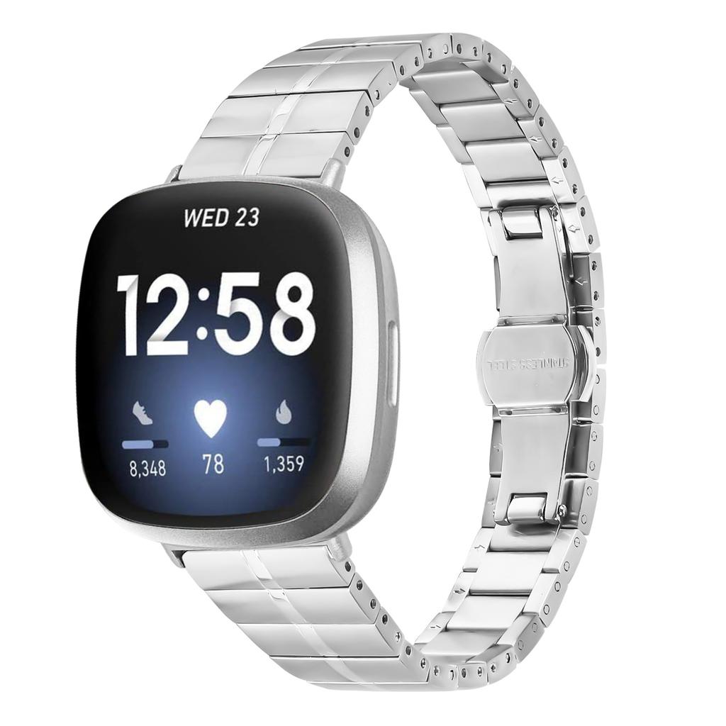 For Fitbit Versa 4/Sense 2 Wrist Strap 1-Bead Stainless Steel Replacement Smartwatch Band