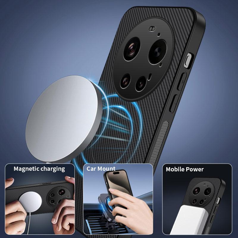 For Xiaomi 17 Ultra 5G Magnetic Case WANLONFENG TQ Series Carbon Fiber Texture PC TPU Phone Cover