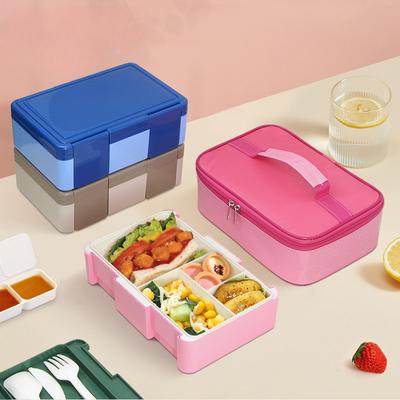 1450 мл Bento Box для детей, 4 отделения, герметичные ланч-боксы с ложкой и вилкой, микроволновый разогрев, портативный герметичный пищевой контейнер