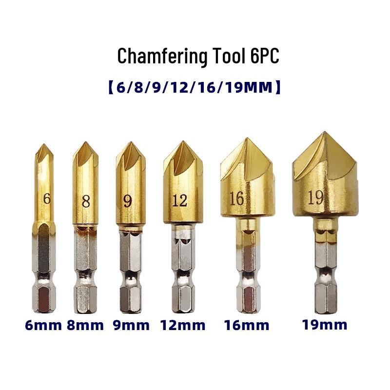 Hex Shank Titanium-Plated Five-Flute Countersink Drill for Woodworking