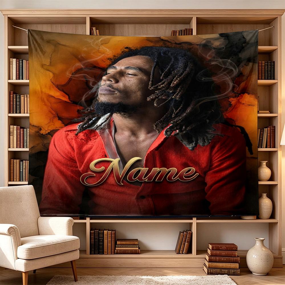 Bob Marley Name Print Personalized Name Large Printed Wall Tapestry, Ideal Holiday Gifts, Room Decor for Dorm Bedroom Parties
