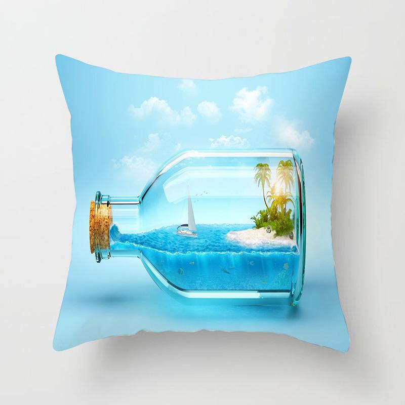 Tourist Scenic Spot Series Patterns Throw Pillow Cover With Short Plush Print For Living Room Sofa Decoration Cushion Cover