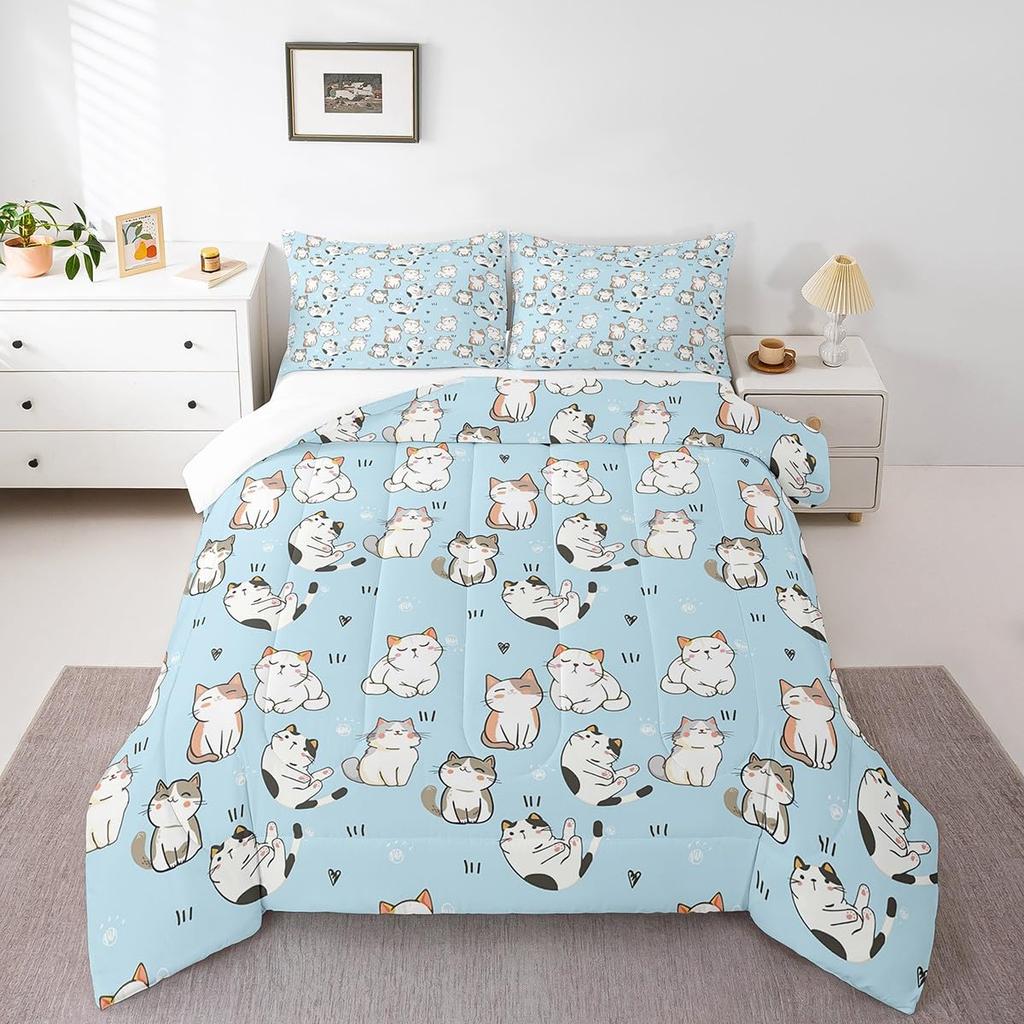 Erosebridal Love Comforter Set Queen Black and White Bedding for Kids Boys Girls Cute Heart Shaped Valentine Day Down Comforter Kawaii Carto